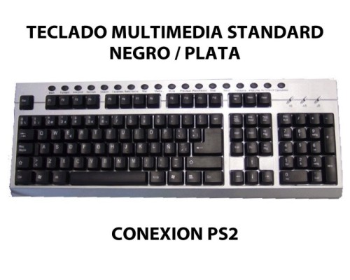 Teclado Multimedia Negro/Plata PS2